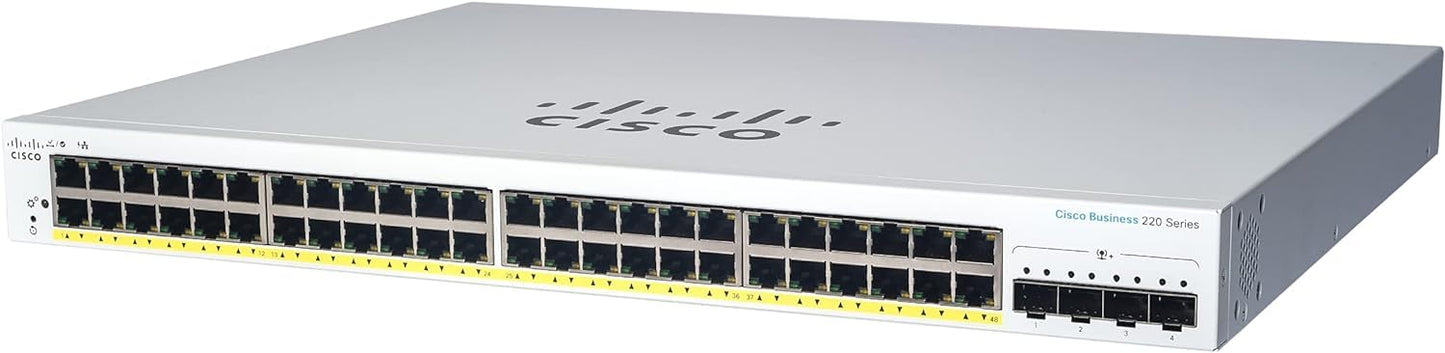 Cisco Designed Business Cbs220-48P-4G Smart Switch | 48 Port Ge | Poe | 4X1G Sfp | 3-Year Limited Hardware Warranty (Cbs220-48P-