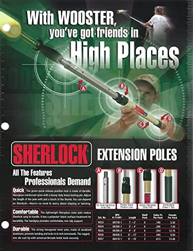 Wooster Brush SR055 Sherlock Extension Pole, 4-8 feet (New 4-8 Feet, Beige/Green) F