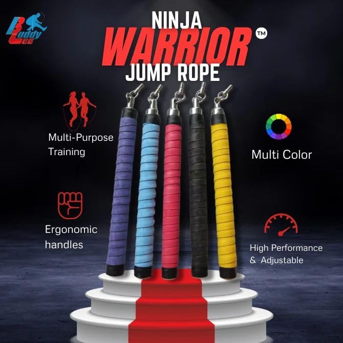 Buddy Lee Ninja Warrior Jump Rope – Adjustable Speed Rope for Fitness, HIIT, CrossFit & Boxing – Tangle-Free with Precisio...