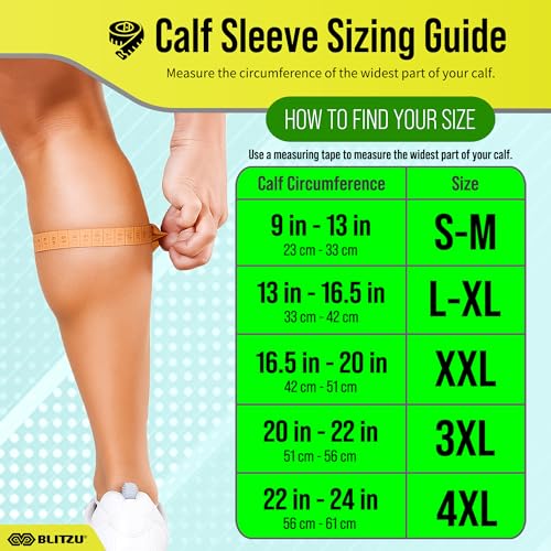 BLITZU 3 Pairs Calf Compression Sleeves for Men and Women. Footless Compression Socks & Leg Support for Running, Travel, N...