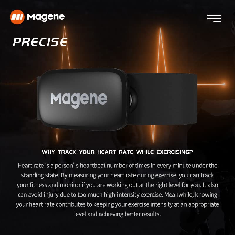 Magene H64 Heart Rate Monitor, Heart Rate Sensor Chest Strap, Protocol ANT+/Bluetooth, Compatible with iOS/Android APPs (N...