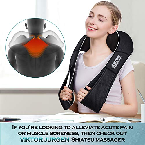 VIKTOR JURGEN Christmas Gifts for Women & Men, Shiatsu Neck and Shoulder Massager with Heat Deep Tissue Kneading Sports Re...