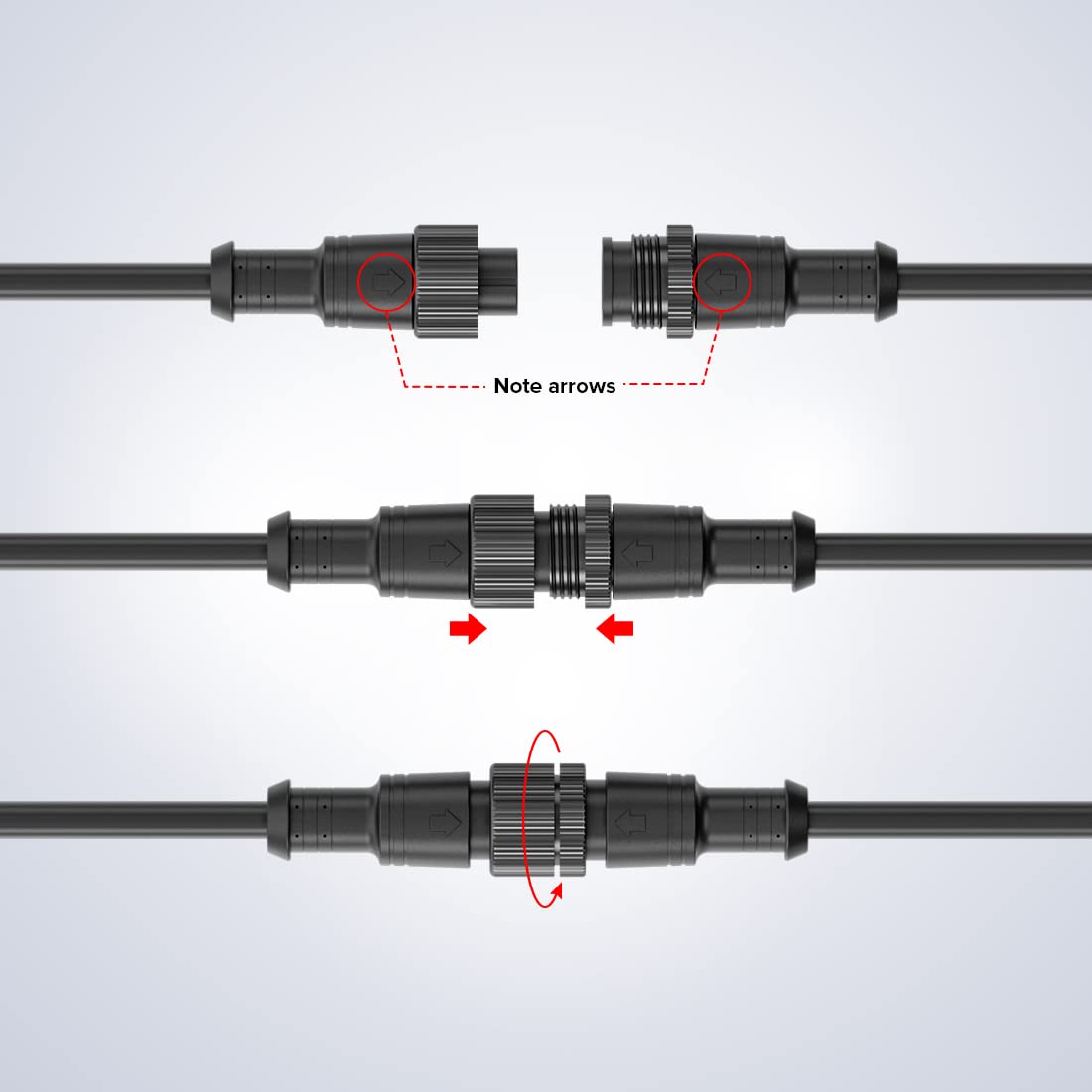 Btf-Lighting 9.84Ft 3 Pin 0.75Mm/18Awg Ip67 Extension Cable Wire With Male And Female Connectors For Ws2811 Ws2812B Sk6812 Etc Led Strip 15Mm Metal Nut Big Size Home Lighting Connector