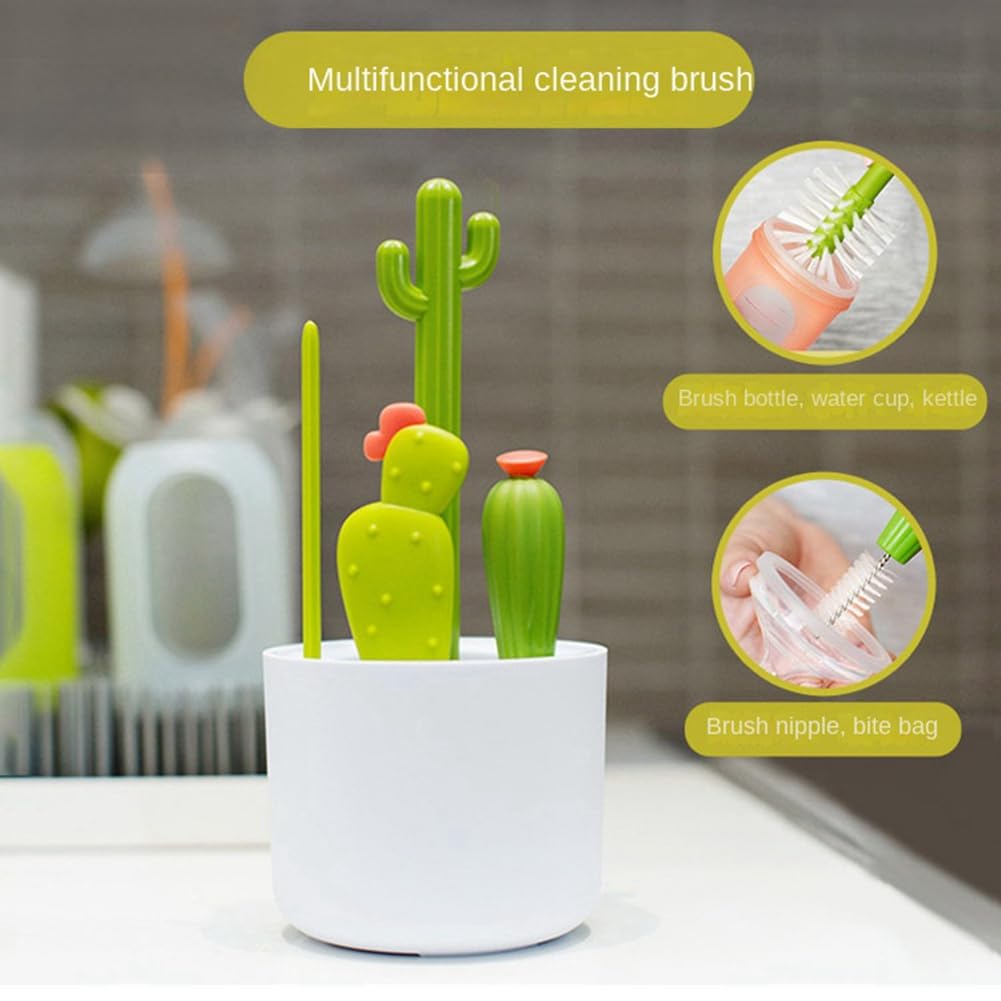 Geynutaly Cactus Bottle Brush, Straw Brush, Multifunctional Cleaning Brush Set, Full-Angle Cleaning