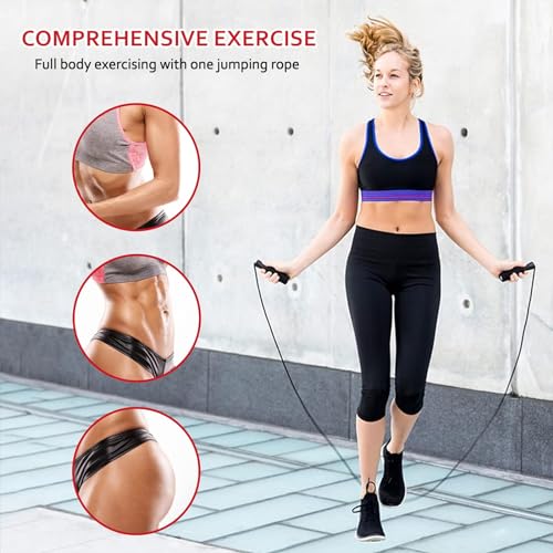 Jump Rope for Fitness, Adjustable Speed Jump Rope with Ball Bearings, Tangle-Free Skipping Rope for Women Men Kids, Durabl...