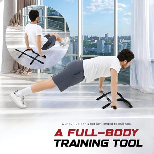 WeePro Pull Up Bar for Doorway – Heavy Duty Chin Up Bar with Multi-Grip Handles, No Screws Required, Supports Up to 300 lb...