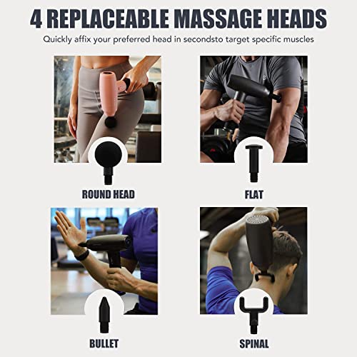 Massage Gun, Muscle Therapy Gun Handheld Deep Tissue Massager Gun with 5 Adjustable Speeds Back Massager for Athletes Reli...