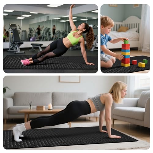 4x6ft Gym Floor Mat 10mm Thick - Large TPE/NPE Foam Workout Mat for Home Gym, Garage Floor, Yoga & Exercise - Non-Slip Ec...