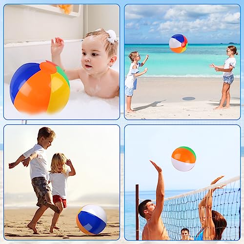 Rindion 6 Pack Beach Balls, 10 Inch Beach Balls for Kids, Rainbow Color Pool Toys Pool Balls for Swimming Pool, Beach Toys...