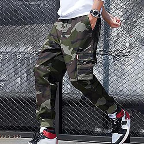 Mens Camo Jogger Pants Military Army Combat Lightweight Cargo Pants Tapered Casual Elastic Waist Camouflage Tactical Trousers
