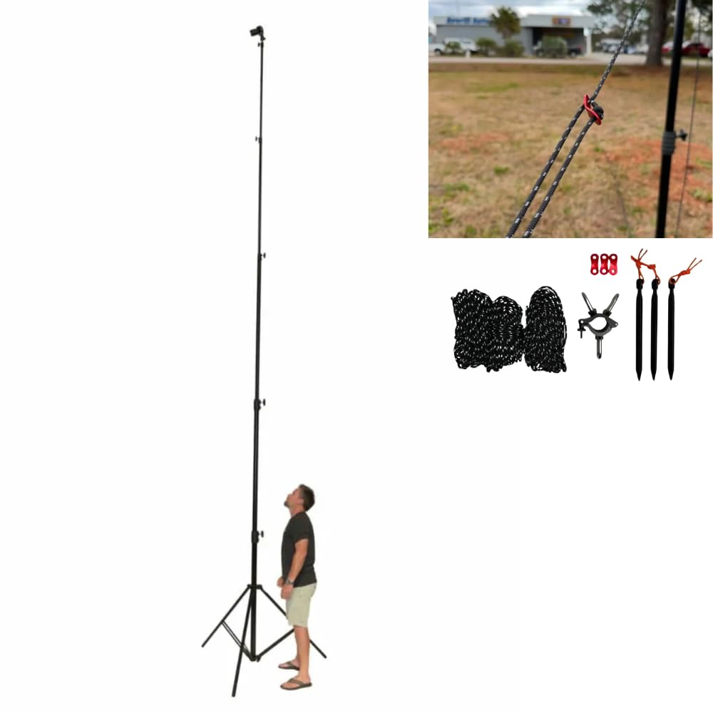 Glide Gear TST 20 Sky High 20' Tall Video Camera Tripod Stand – Air-Cushioned Telescoping Sections, Supports Up to 8 lbs – Ideal for Overhead Shots in Film & Photo - Stabilization Kit Included