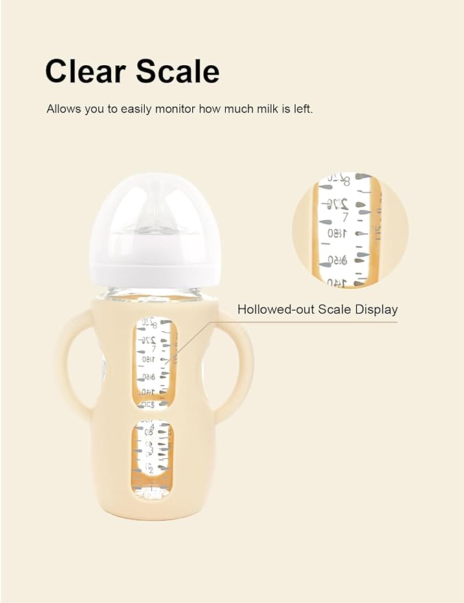 4-Pack Silicone Sleeves for Philips Avent Glass Bottles, BPA-Free Drop-Resistant Baby Bottle Sleeves with Handles, Compatible with Philips Avent Natural Glass Baby Bottles (4 & 8 oz)