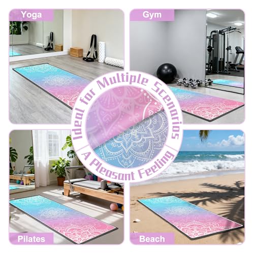 alissgorat Yoga Towel,Absorbent Yoga Mat Towel for Hot Yoga Non Slip,Stylish Prints,Ideal for Workouts,Hot Yoga,Bikram,Pil...