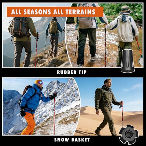 Deepfeel Collapsible Trekking Pole Adjustable Hiking Pole - Aluminum Alloy 7075 Walking Stick with Telescopic & Foldable T...