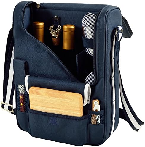 California Berkeley University Licensed Golden Bears Deluxe Wine Carrier with Wine Glasses and Accessories for Two Assembled & Quality Approved in The USA