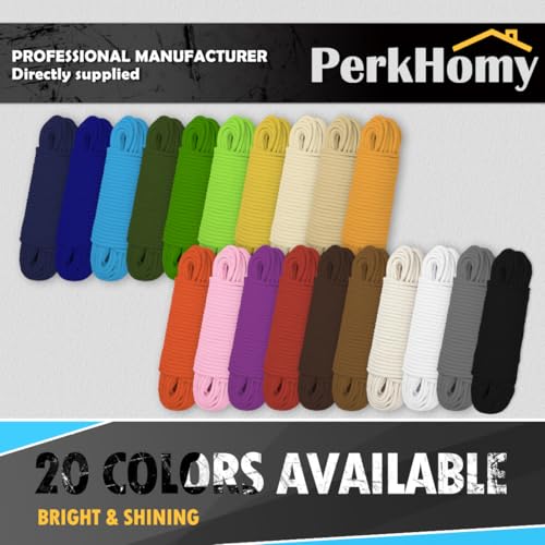 PerkHomy 100 ft 3/16" (5mm) Cotton Rope Multi Purpose Utility Diamond Braided Cord, Natural Cotton for Clothes Line Campin...