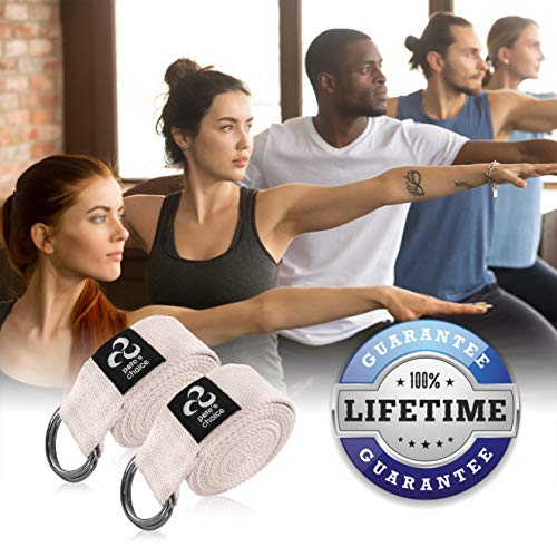 2-PACK or 5-PACK Yoga Exercise Adjustable Straps 8Ft | BONUS eBook | with Durable D-Ring For Pilates & Gym Workouts | Hold...