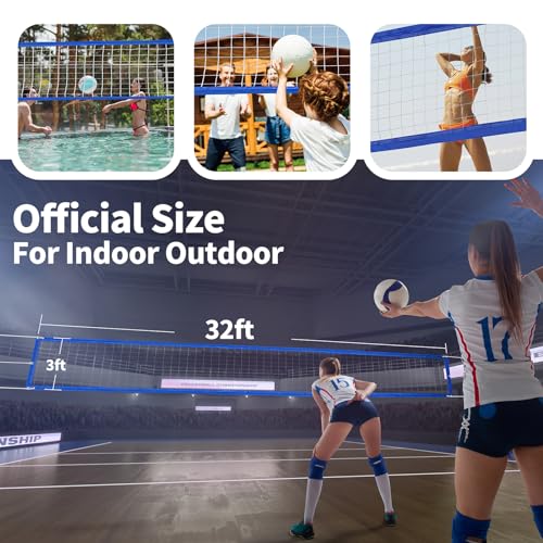 YUXUXU Professional Volleyball Net Outdoor Heavy Duty, All Weather Enhanced, Extended Stainless Steel Cable, Extra Thick B...
