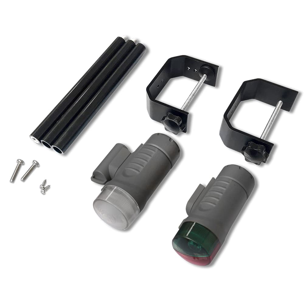 Sebnux Portable Battery Boat Navigation Light CK002, Aluminum, Grey, Bow and Stern for Pontoon and Small Boat