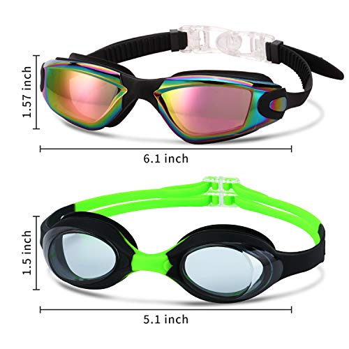 Romoc 4 Pack Kids Swim Goggles Ages 6-14 UV Protection Anti Fog No Leaking Pool Swimming Goggles for Boys Girls Youth