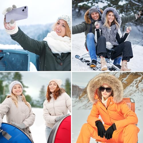 Clothirily Winter Gloves - Thick Wool Fleece Liner, Thermal Knit, Touchscreen, Elastic Cuff Insulated Gloves for Women & M...