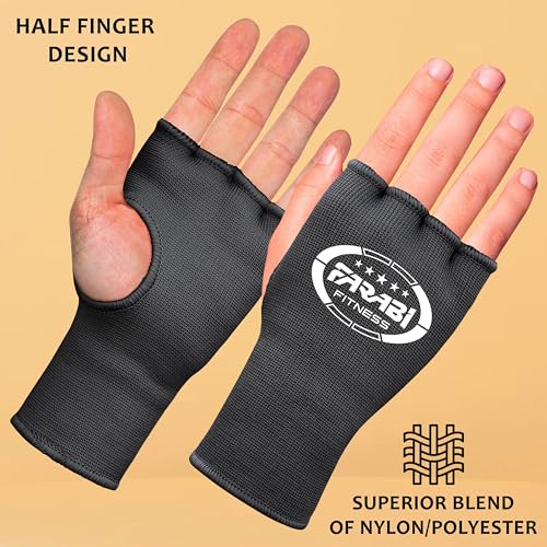 Farabi Sports Boxing Hand Wraps Half Finger Elasticated Inner Gloves for Punching Boxing Bandages for MMA, Muay Thai, Trai...
