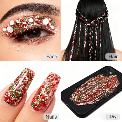 Christmas Body Glitter Stick,Face Hair Glitter for Kids Women Makeup,Waterproof Christmas Hair Accessories,Singer Concert ...
