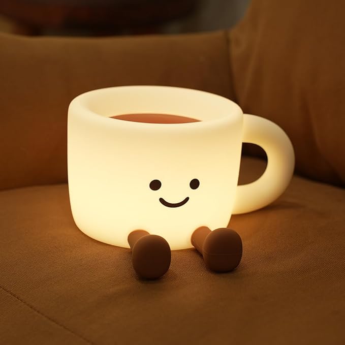 Coffee Cup Night Light,7 Colors Dimmable Bedside Lamp, Touch Control Night Lamp with 30 MinTimer for Kids Adults, Used for Camping Party Room Decor Thanksgiving Day Halloween Christmas Birthday Gifts