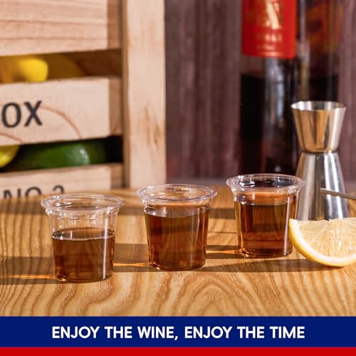 JOLLY CHEF 500 Pack Plastic Shot Glasses, 1 oz Clear Disposable Jelly Cups Reusable Perfect for Wine Tasting, Whiskey, Foo...