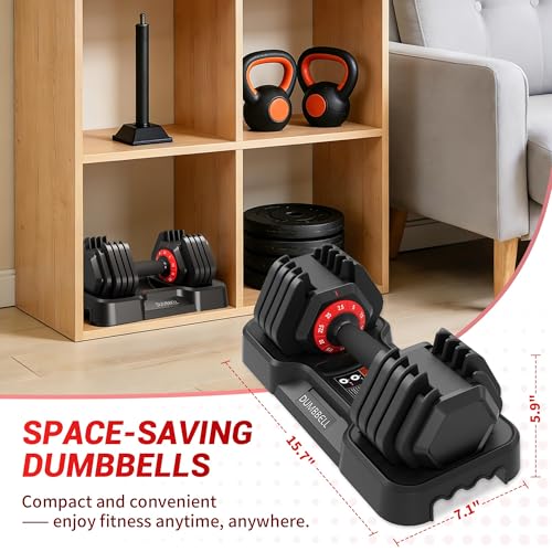 Updated Adjustable Dumbbells Set (25 LB/50 LB/56 LB/112LB), Weights Dumbbell Set with Anti-slip Grip & Storage Solution, C...