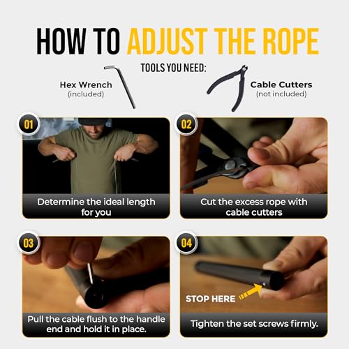 Jump Rope Set - Adjustable Speed Jump Rope - 2x Steel Coated Ropes, Carrying Case - Aluminum Anti Slip Handles with Double...