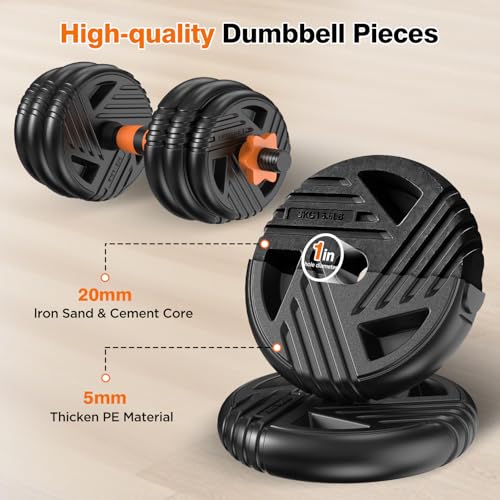 33/44/66/88lbs Adjustable Dumbbell Set with Connector, 5 in 1 Weight Dumbbell Set Used as Barbell, Kettlebells, Push up St...