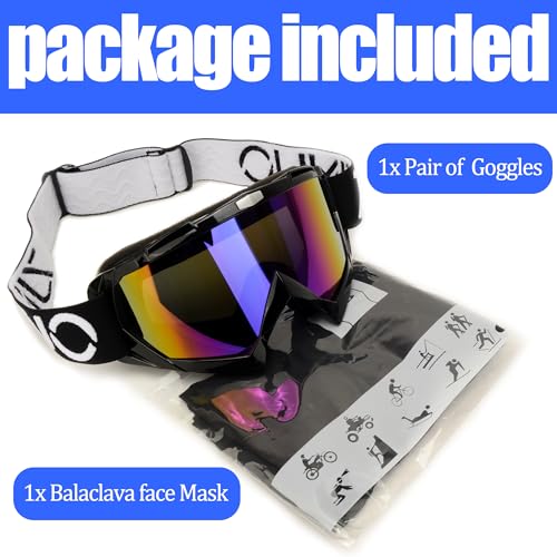 ZJNUO ATV Goggles with Balaclava face Mask for Men Women and Youth, Dirt Bike Motorcycle Motocross Riding Ski Goggles