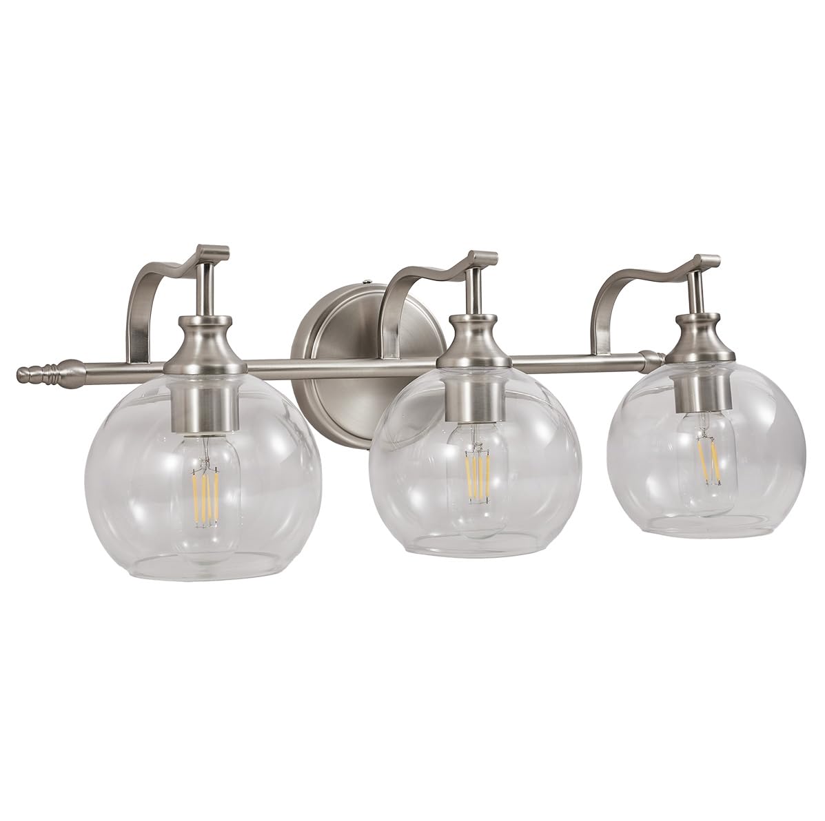 Andy Star 3 Light Bathroom Vanity Lights Modern Wall Sconces Lighting Silver Bathroom Lights With Clear Glass Shades Bath Wall Lights Wall Lamp For Mirror Living Room Kitchen Hallway