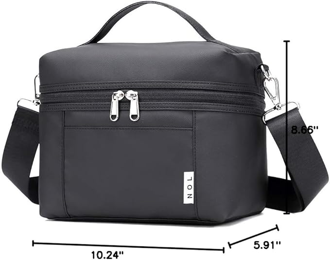NOL Natural Organic Lifestyle Small Insulated Lunch Bags for Women Cooler Bag Lightweight Nylon Waterproof Lunch Box For Work(Small,Black)