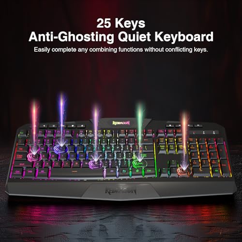 Redragon K503 Wireless Gaming Keyboard, 3-Mode (2.4G/BT/USB), RGB LED Backlit, Multimedia Keys, Fully Programmable Silent ...