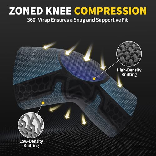 CAMBIVO 2 Pack Knee Brace for Men and Women, Knee Sleeves for Men with Patella Gel Pad and Side Stabilizers, Knee Compress...