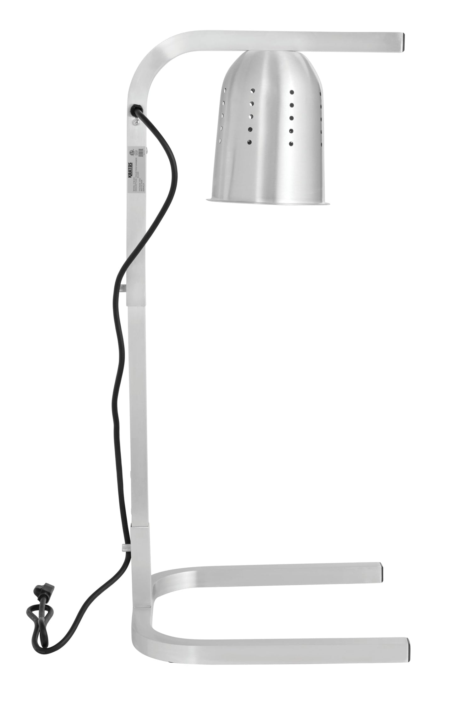 Kratos Commercial Bulb Warmer, One Bulb Heat Lamp for Food, Silver, 120V, 250 Watts, Countertop Electric Food Warmer for Restaurants (31M-001)