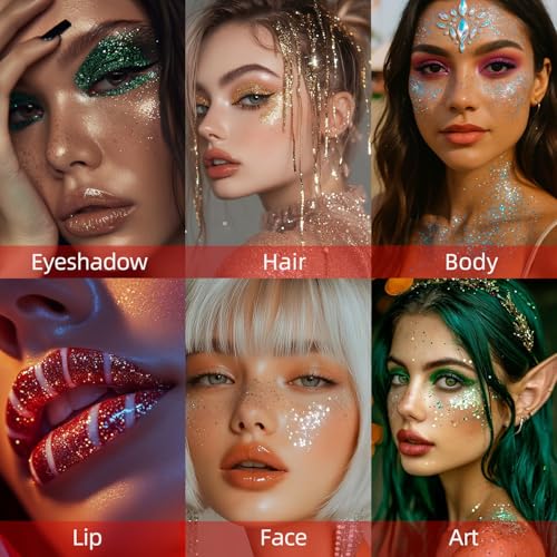 Body Glitter Stick, Holographic Sequins Face Glitter Makeup Neon Outfit Festival Rave Prom Party Accessories Hair Glitter ...
