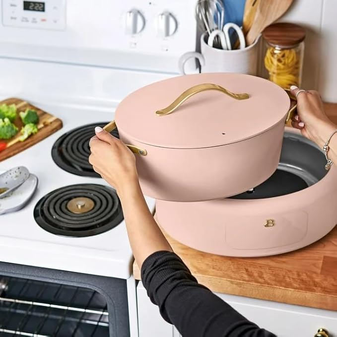 Beautiful™ 10-in-1 Electric Multi-Cooker, 6 Quart –Rose, by Drew Barrymore, Slow Cook, Sauté, Steam, Rice, Pressure Cook, Sear, Warm & More, Programmable Digital Display, Dishwasher-Safe Pot