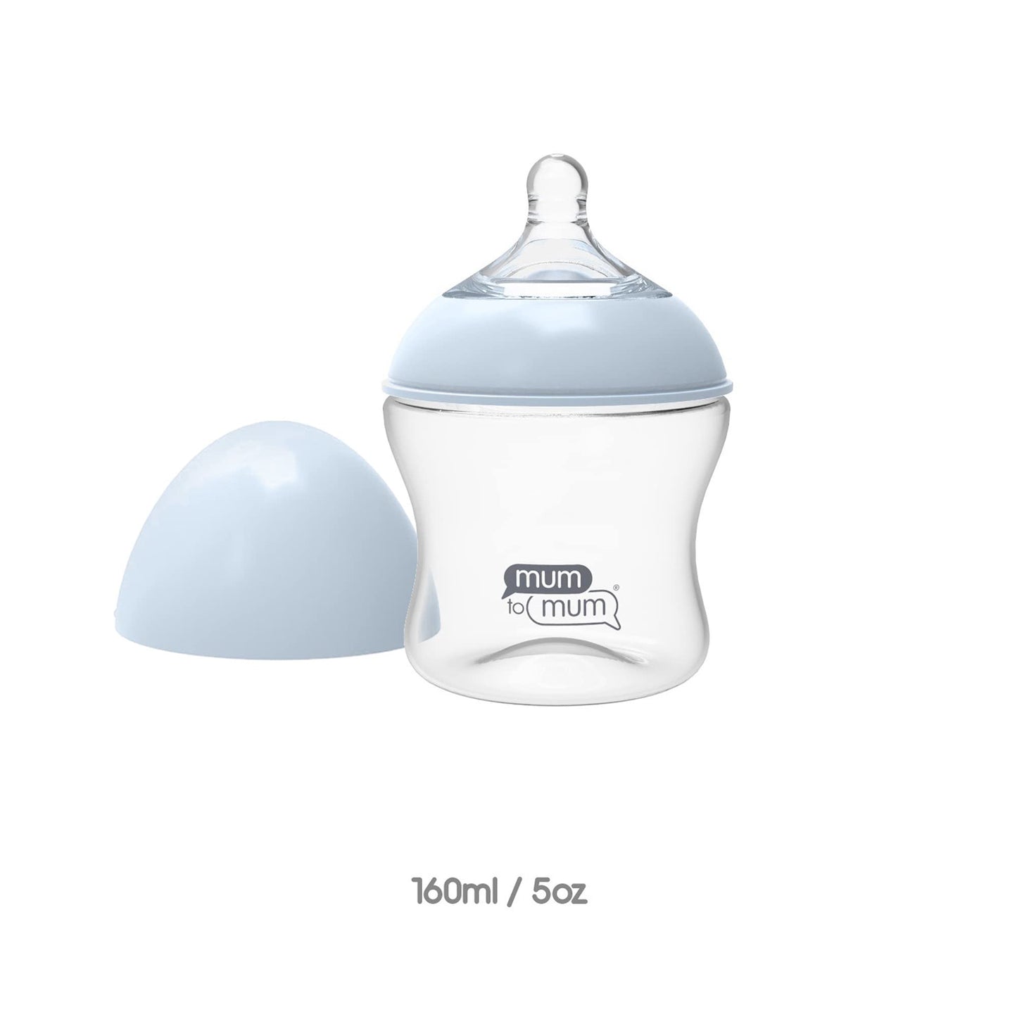 MUM TO MUM Anti-Colic Glass Baby Bottle 5oz with "S" Flow Rate Nipple for 0-3 Months, 4 Pack, MM101A