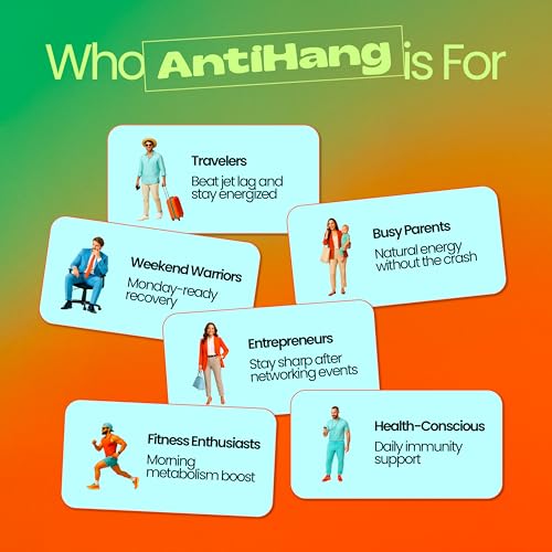ANTIHANG Ginger Turmeric Wellness Shot - Weekend Recovery & Immunity Support - Honey Cayenne Electrolytes Lemon - Zero Sug...