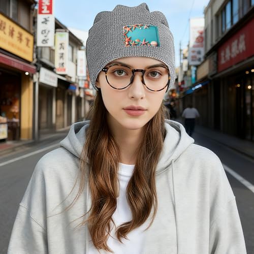 Ocean Beach Theme Print Lightweight Waffle Pullover Hat Men Women Winter Headwear Outdoor Camping Travel