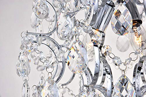 Bestier Modern Pendant Chandelier, Crystal Raindrop Design, 16 D X 18 H, Chrome Finish, 3 E12 Bulbs Required, Ideal For Dining Room, Bedroom,