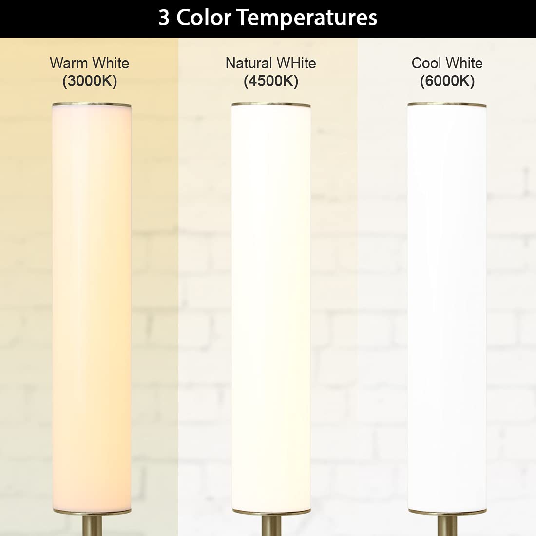 OBright LED Cylinder Floor Lamp, Remote Control, Dimmable 3000K-6000K, Antique Brass, Model OB-FL09D