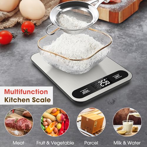 Mik-Nana Food Scale, 22lb Digital Kitchen Scale with 6 Units Tare Function & LCD Display, Stainless Steel Weight Grams and...