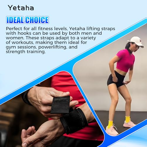 Yetaha Weight Lifting Hooks, Wrist Support Hooks, Wrist Guard Steel Plate Hook, Anti-slip Hanging Single Bar Weightlifting...