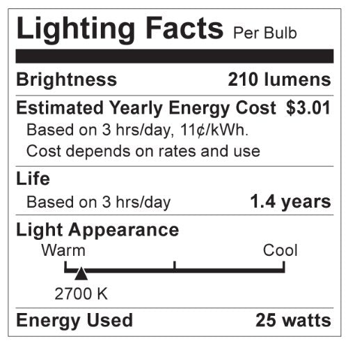 Satco S3764 120V 25W Medium Base Clear Glass Light Bulb - Energy Efficient
