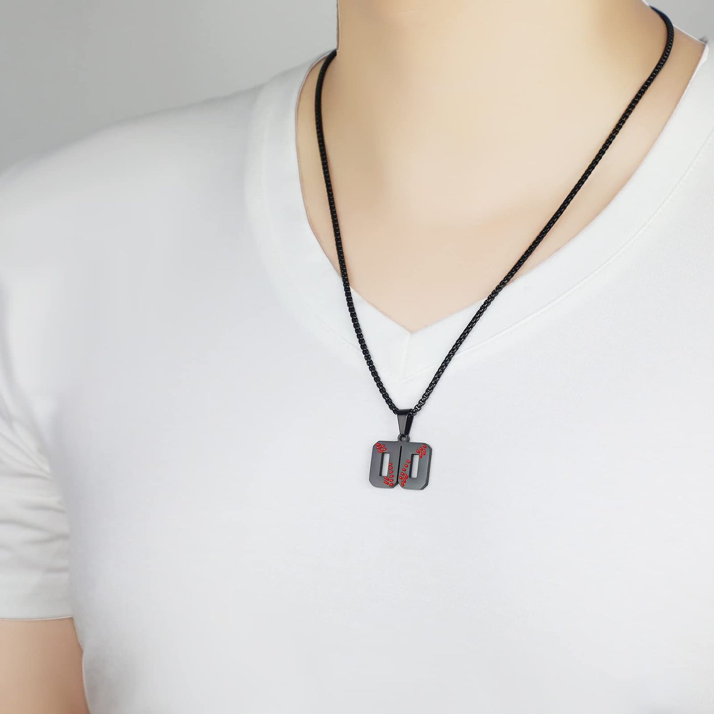 AIAINAGI Number Necklace for Men 00-99 Athletes Jersey Baseball Charm Pendant - Stainless Steel Chain Personalized Gift (01)