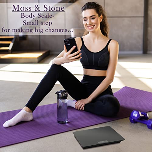 Moss & Stone Black Digital Bathroom Scale for Body Weight, Smart Step-On Technology, Backlit LCD Display, High Accuracy We...
